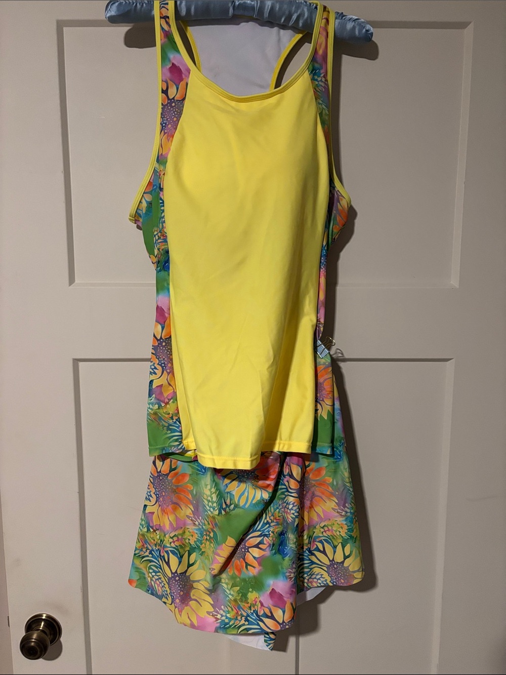 Girls' Yellow Floral Swim Dress